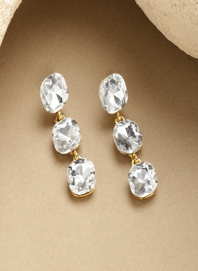 Rubans Linear Drop Earrings Stylish Jewellery with Crystal Stone Studded Gift for Women & Girls - Image 4