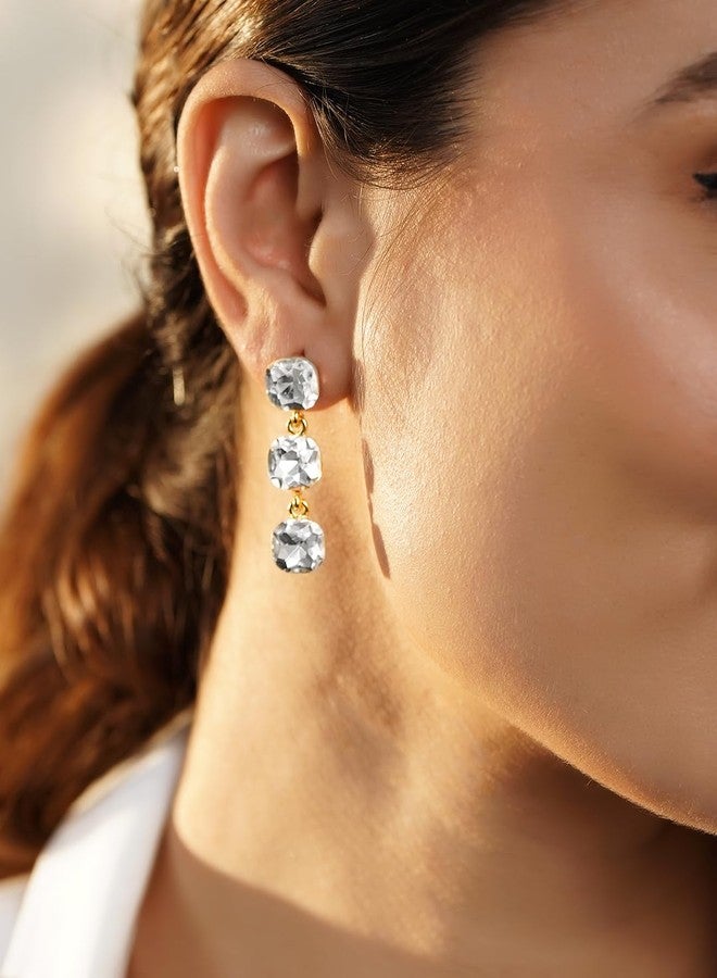 Rubans Linear Drop Earrings Stylish Jewellery with Crystal Stone Studded Gift for Women & Girls - Image 3