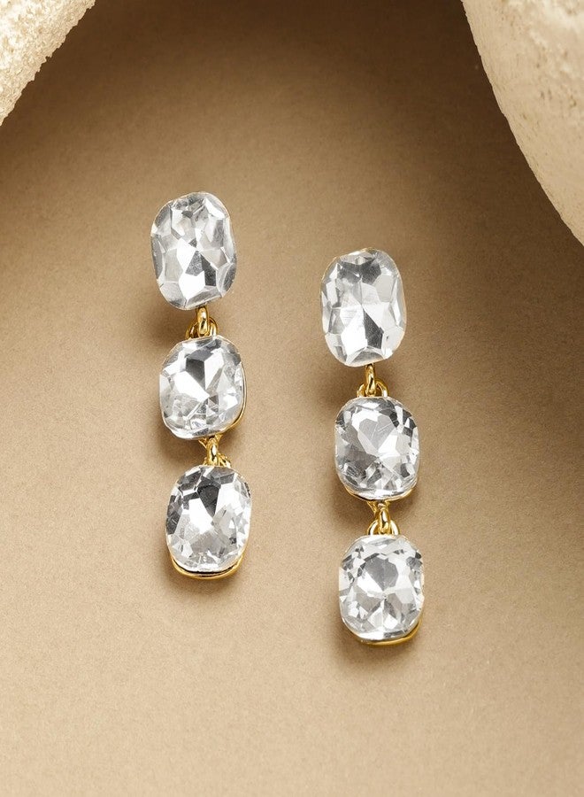 Rubans Linear Drop Earrings Stylish Jewellery with Crystal Stone Studded Gift for Women & Girls - Image 5