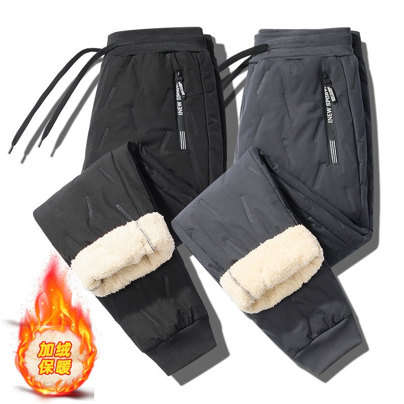 Leak-Picking Lamb Fleece Pants Men'S Fleece-Lined Thickened Warm Pants Cold-Proof Windproof Loose Plus Size Winter Pants Men'S Cotton Pants - Image 3