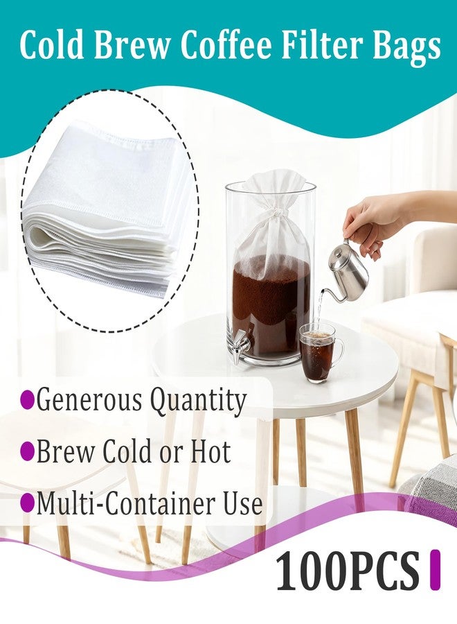 Joworthy 100 Pcs Cold Brew Coffee Filter Bags with Drawstring Compatible with Toddy Cold Brew System - 12" x 14" Disposable Fine Mesh Brewing Bags for Cold Brew Coffee or Iced Tea - Image 2
