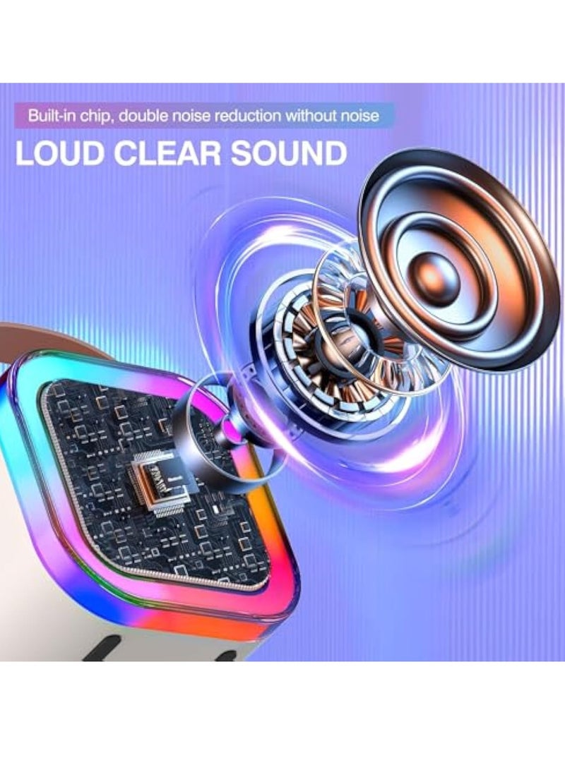 Arabest Mini Karaoke Machine for Kids Ages 2-12, Portable Bluetooth Karaoke Speaker with LED Party Lights & 2 Wireless Microphones, Perfect Birthday & Holiday Toys Gifts for Girls Boys (White) - Image 5