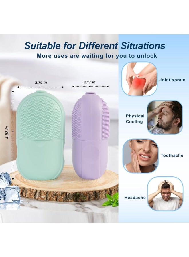 رولر ثلج للوجه والعين والرقبة من السيليكون قابل لإعادة الاستخدام – أداة مساج بارد للعناية بالبشرة وتقليل الانتفاخ والهالات السوداء وشد المسام وتنشيط الدورة الدموية – قالب ثلج تجميلي لتفتيح البشرة وتقليل الالتهابات وعلاج الصداع النصفي – أداة تبريد البشرة وترطيبها وتحسين نضارتها – أداة مساج تجميلية منزلية سهلة الاستخدام للسيدات - Image 5