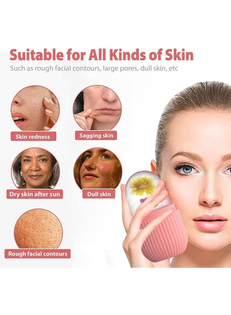 رولر ثلج للوجه والعين والرقبة من السيليكون قابل لإعادة الاستخدام – أداة مساج بارد للعناية بالبشرة وتقليل الانتفاخ والهالات السوداء وشد المسام وتنشيط الدورة الدموية – قالب ثلج تجميلي لتفتيح البشرة وتقليل الالتهابات وعلاج الصداع النصفي – أداة تبريد البشرة وترطيبها وتحسين نضارتها – أداة مساج تجميلية منزلية سهلة الاستخدام للسيدات - Image 2