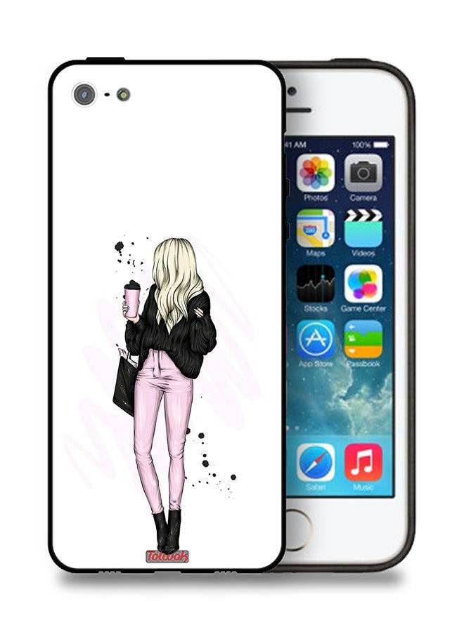 Tolwak Apple iPhone 5/5s/SE Protective Case Girl Holding Coffee Cup Art - Image 1