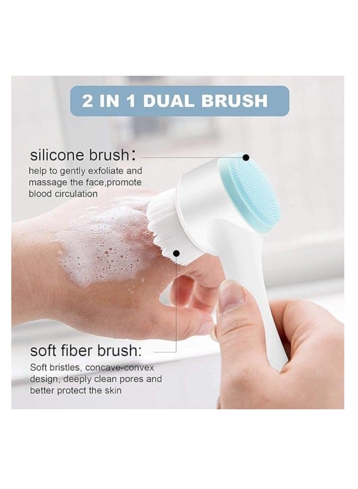 Generic Facial Cleansing Brush and Massager 2-in-1 Manual Silicone Scrubber and Deep Pore Cleaner Double Sided Soft Bristles Cleaning Brush for Gentle Exfoliation and Effective Skin Care (Color May Vary)  - Image 3