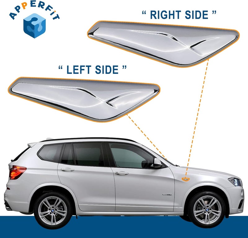 APPERFiT Front Fender Chrome Trim Finisher for Left Driver & Right Passenger Side Fender Compatible with BMW X3 F25 X4 F26 2011 2012 2013 2014 2015 2016 2017 Replaces 51117338569 51117338570 Multi-price design picks - Image 2