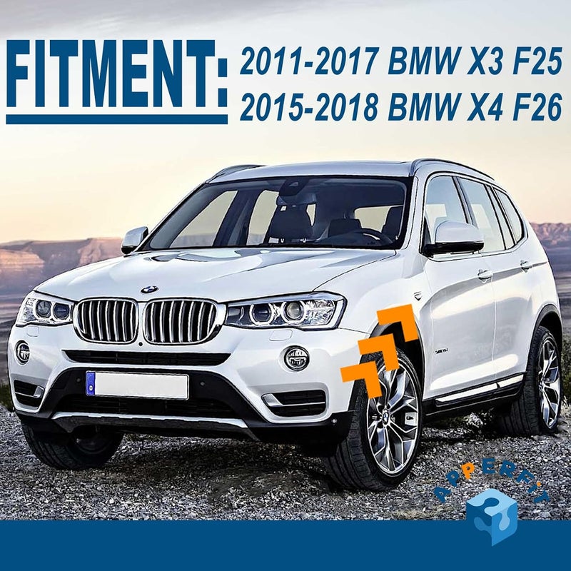 APPERFiT Front Fender Chrome Trim Finisher for Left Driver & Right Passenger Side Fender Compatible with BMW X3 F25 X4 F26 2011 2012 2013 2014 2015 2016 2017 Replaces 51117338569 51117338570 Multi-price design picks - Image 4