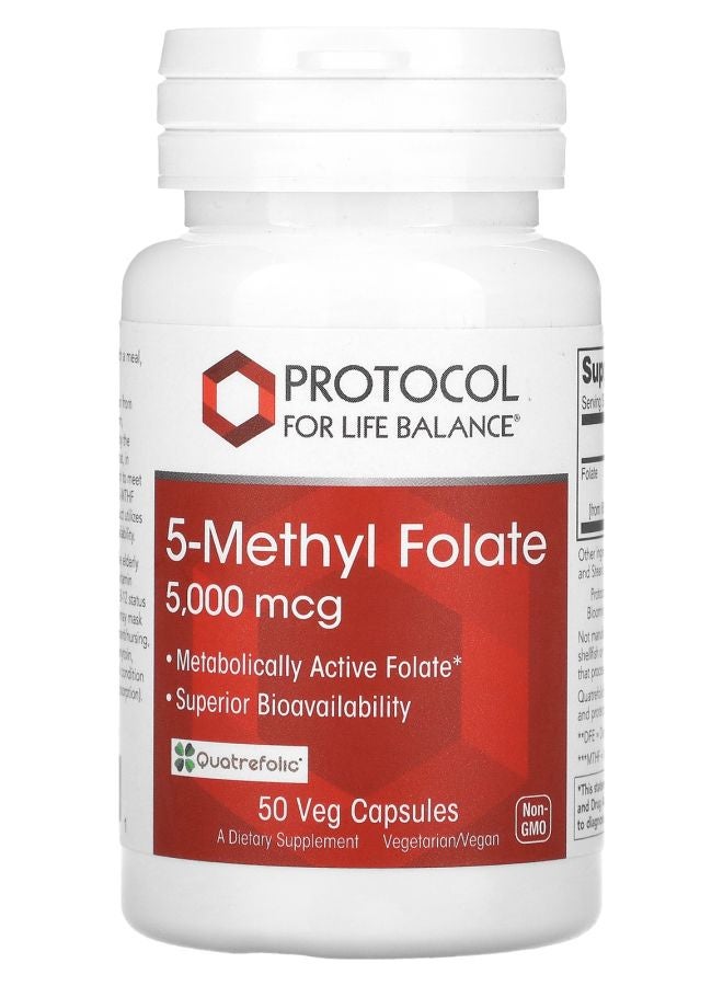 Protocol For Life Balance 5-ميثيل فولات 5000 ميكروغرام 50 كبسولة نباتية - Image 1