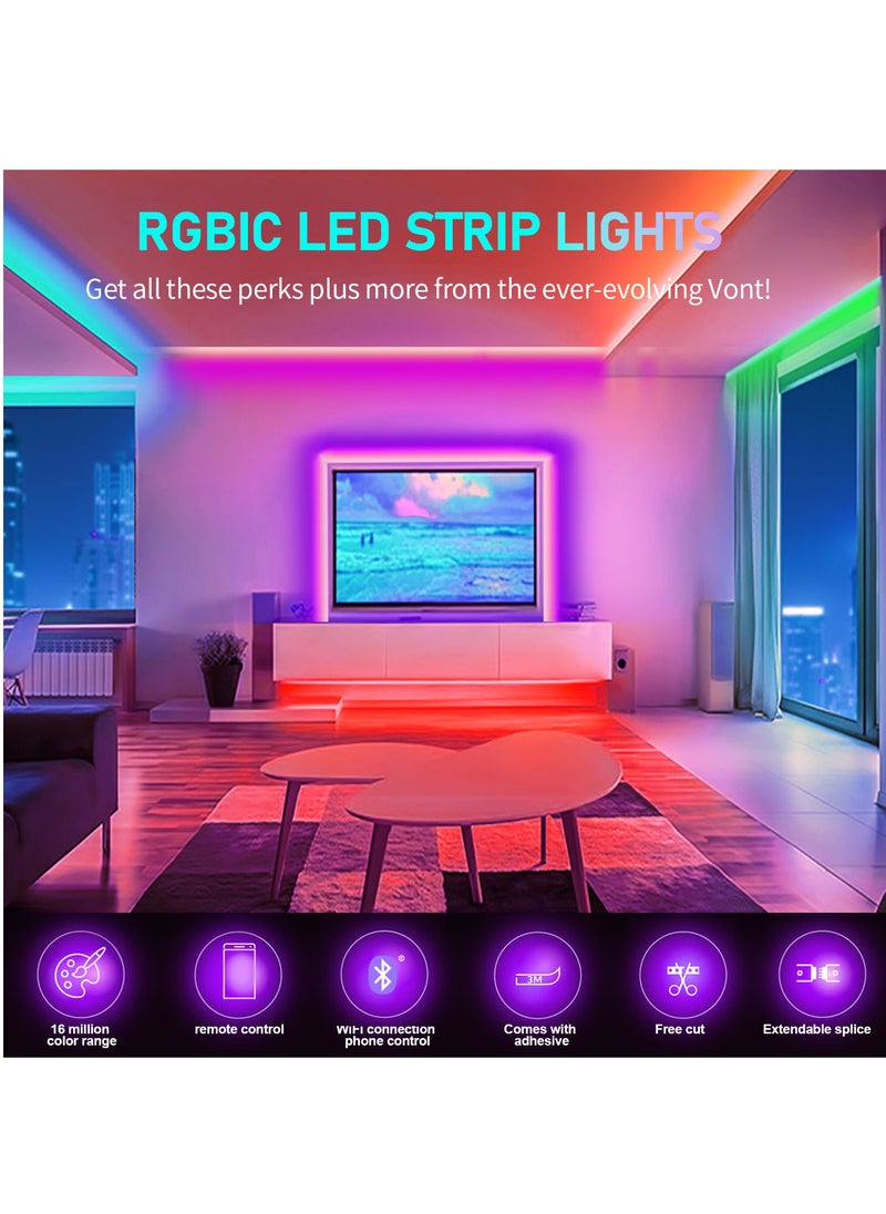 SKY-TOUCH 2 قطع 5م ضوء شريط LED بلوتوث ذكي RGB 10م تحكم عن بعد إضاءة ملونة لتزيين المنزل  - Image 1