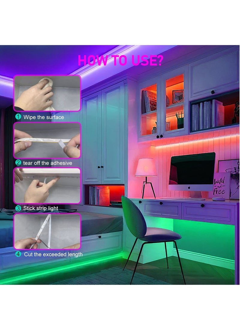SKY-TOUCH 2 قطع 5م ضوء شريط LED بلوتوث ذكي RGB 10م تحكم عن بعد إضاءة ملونة لتزيين المنزل  - Image 3