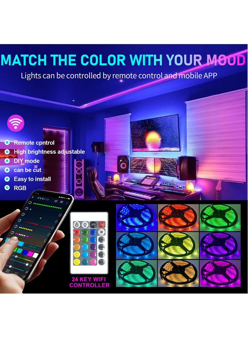 SKY-TOUCH 2 قطع 5م ضوء شريط LED بلوتوث ذكي RGB 10م تحكم عن بعد إضاءة ملونة لتزيين المنزل  - Image 4