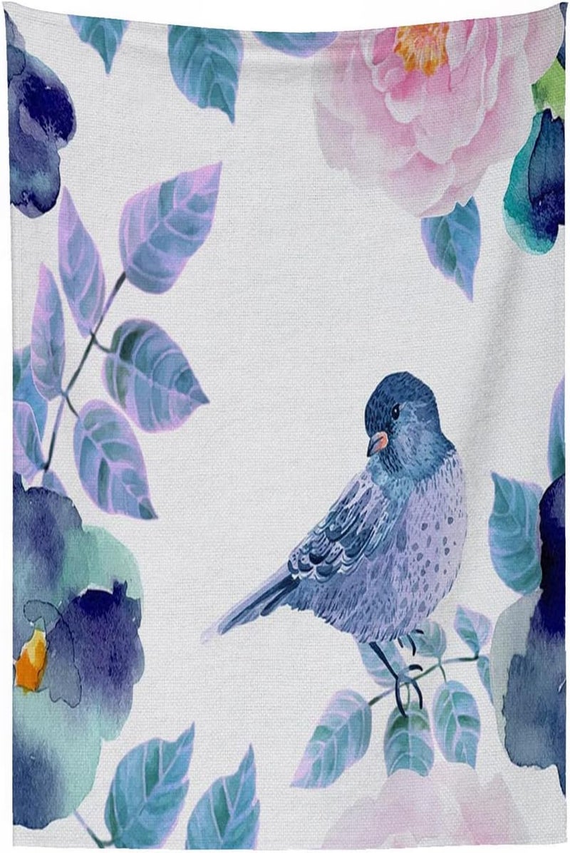 Soft Cozy Fluffy Flannel Blanket Gift for Kids, 50"x60",Floral Watercolor Flower Nature Life Branches,Petrol Blue,Plush Fleece Blanket for Teen Sofa Bed Couch Bedroom - Image 5