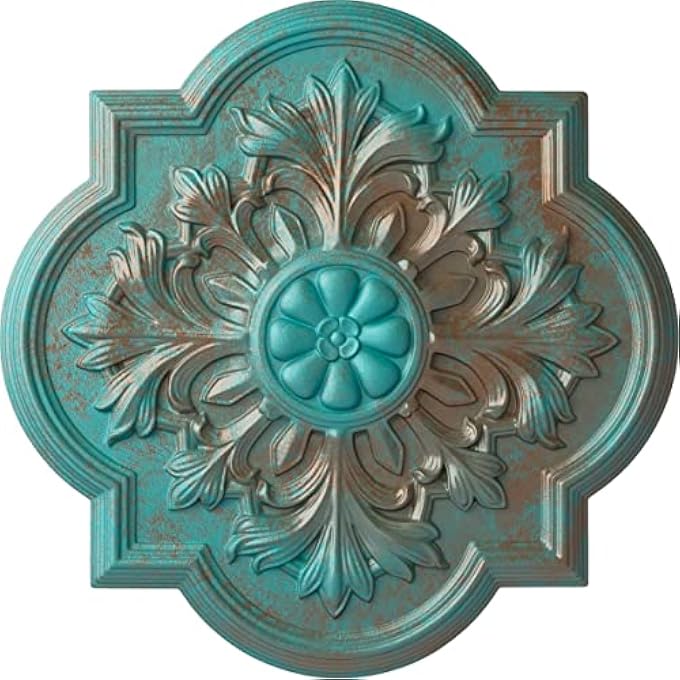 CM20BOCGS BONETTI CEILING MEDALLION, 20"OD X 1 3/4"P (FITS CANOPIES UP TO 5 1/8"), HAND-PAINTED COPPER GREEN PATINA - Image 1
