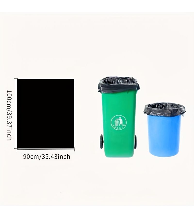 5 Extra Large Flat Bottom Trash Bags 35.43 x 39.37 Inch Heavy Duty Black - Image 3