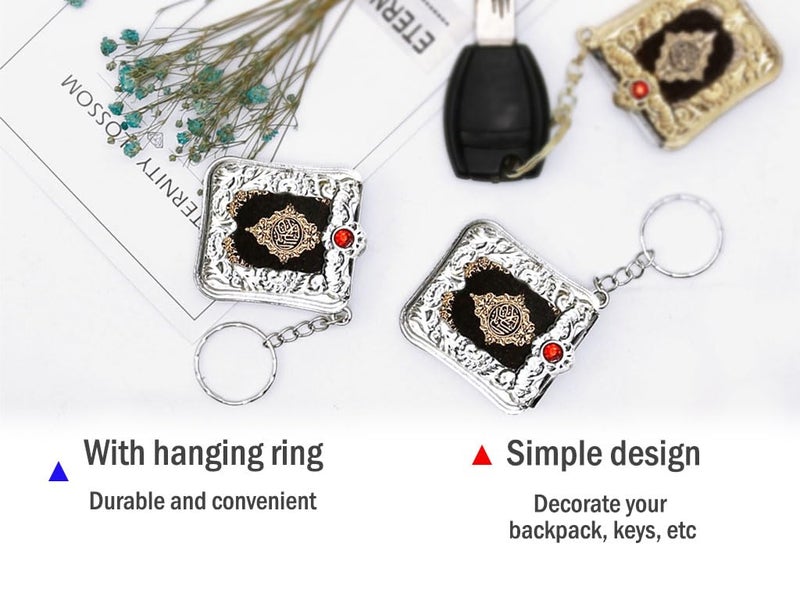 Hitopin 15PCS Mini Quran Keychain, Muslim Keychain, Mini Quran Book Key Chain, Islamic Hanging Key-ring, Muslim Jewelry Key Accessories, for Souvenir Gifts Bag Purse Handbag Ornament (Silver) - Image 2
