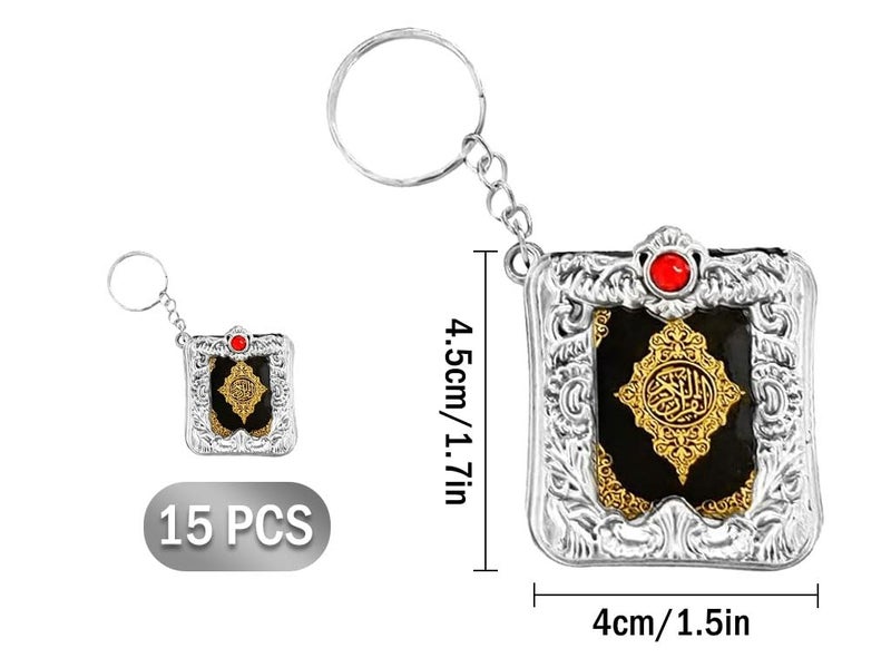 Hitopin 15PCS Mini Quran Keychain, Muslim Keychain, Mini Quran Book Key Chain, Islamic Hanging Key-ring, Muslim Jewelry Key Accessories, for Souvenir Gifts Bag Purse Handbag Ornament (Silver) - Image 4