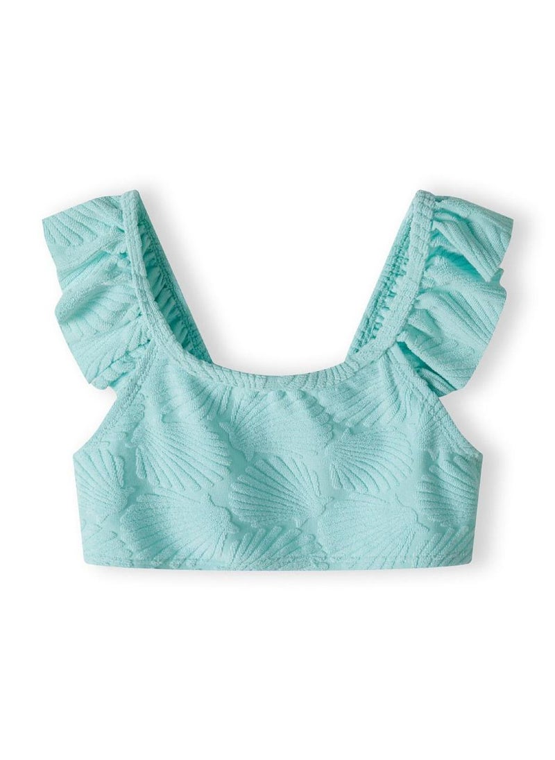 MINOTI Girls' 2-Piece Textured Bikini – Mint Green with Shoulder Ruffles  - Image 3