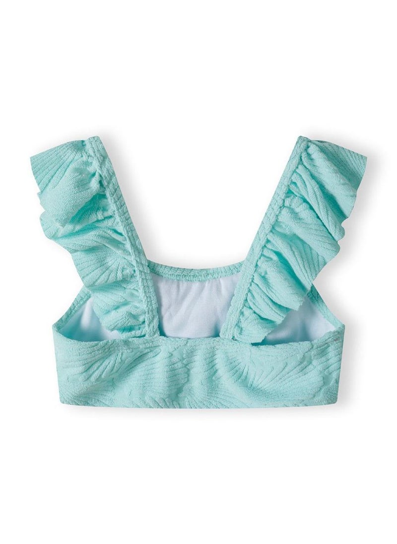 MINOTI Girls' 2-Piece Textured Bikini – Mint Green with Shoulder Ruffles  - Image 4