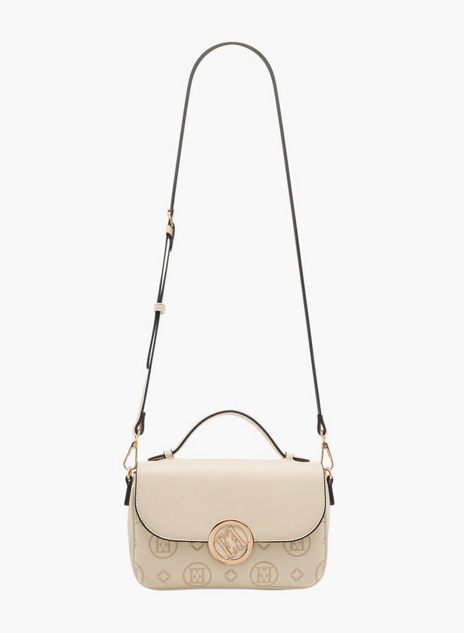 ELLE Women's Monogram Embossed Crossbody Bag with Detachable Strap and Flap Closure - Image 2