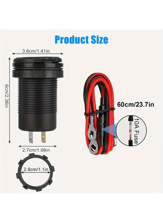 Dual Pack Car Charger With Wire Panel Fuse Green Light Fast Charging USB Type C QC3 0 18W PD3 0 36W LED Display Voltmeter 12V 24V Adapter - Image 3