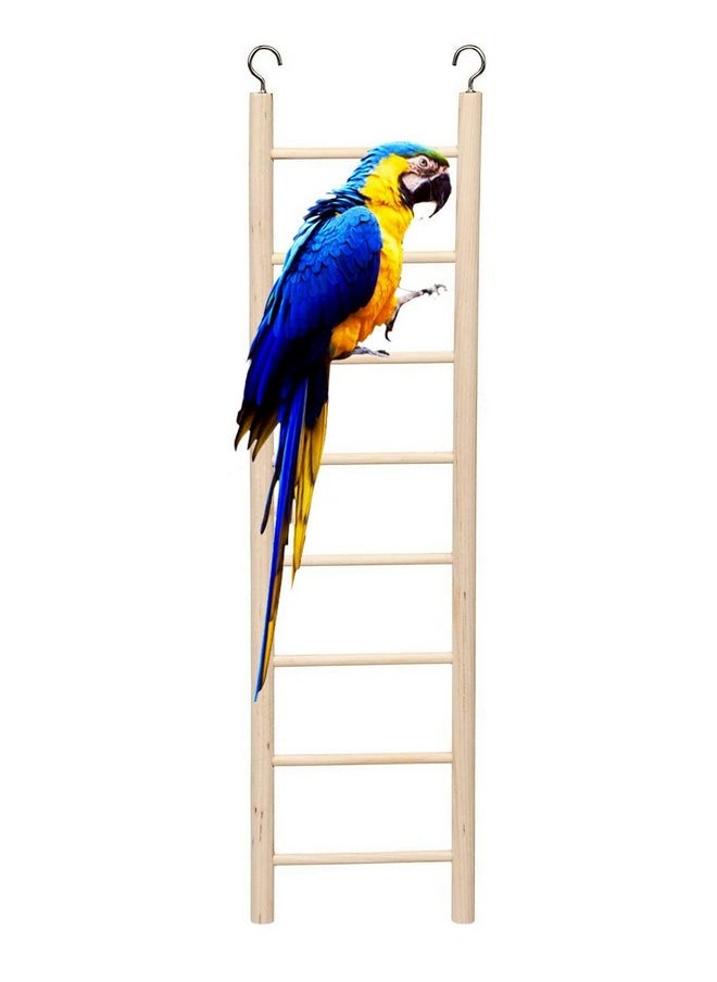Sage Square Natural Wood Ladder for Birds, Playful Climbing Cage Hanging Ladder Toy to Decorate Bird Cage (36cm - 8 Steps)  - Image 1