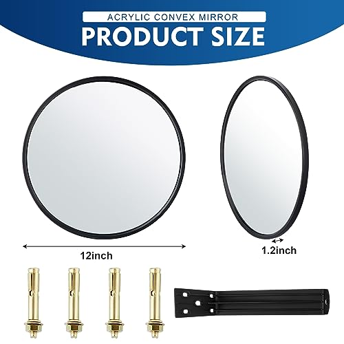 Maitys 2 Pcs Convex Mirror Acrylic Safety Security Traffic Corner Mirrors Adjustable Wide Angle View with Fixing Bracket for Indoor Outdoor Garage School Classroom Warehouse12 Inch - Image 3