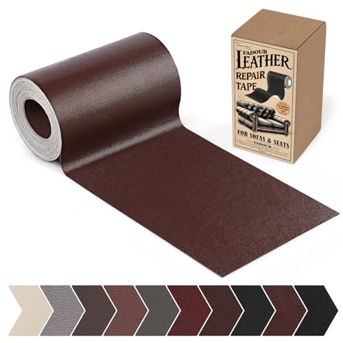Fadoub Leather Repair Patch 4 x 63In Self Adhesive Leather Repair Tape for Furniture Vinyl Repair Tape for Repairing Vinyl Couch Sofa Car Seats Car Interior Dark BrownFine Grain