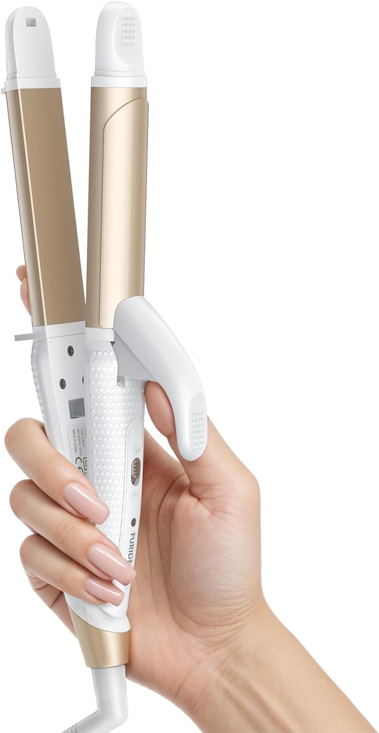 FURIDEN Europe Travel Curling Iron Mini: Dual Voltage Curling Iron for Traveling - Mini Travel Curling Irons 1 Inch with US Plug,Gold 450℉ for Thick/Coarse Short Hair - Image 1