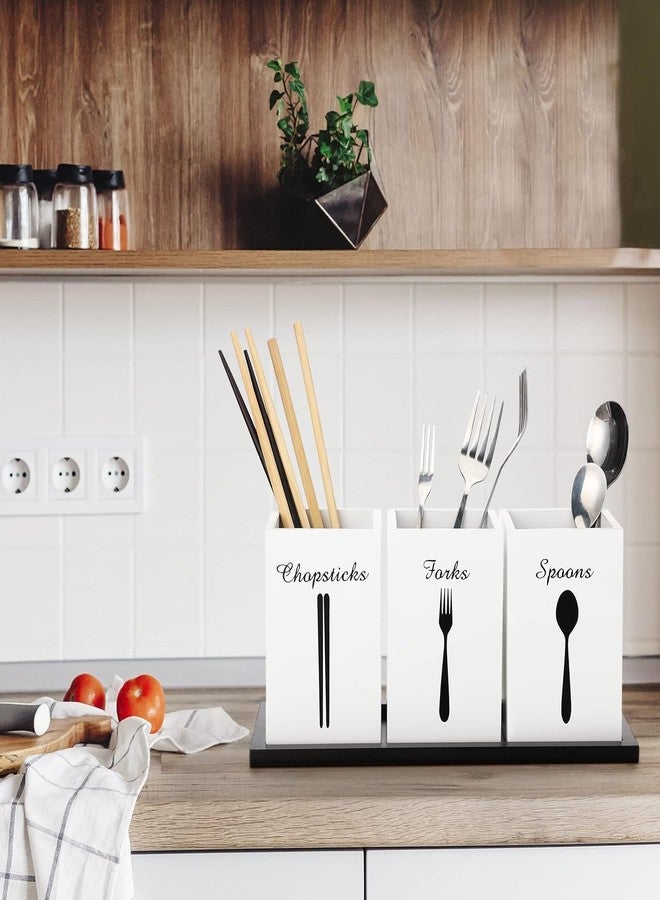HOMANLY 4 Pcs Caddy with Acrylic Tray Organizer Cutlery Holder Counter top Utensil Caddy Flatware Organizers for Chopsticks Spoon and Fork Holder for Restaurant and Kitchen Storage - Image 4