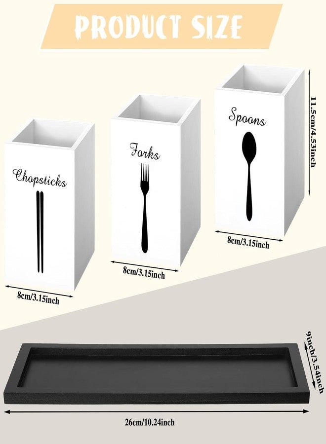 HOMANLY 4 Pcs Caddy with Acrylic Tray Organizer Cutlery Holder Counter top Utensil Caddy Flatware Organizers for Chopsticks Spoon and Fork Holder for Restaurant and Kitchen Storage - Image 5