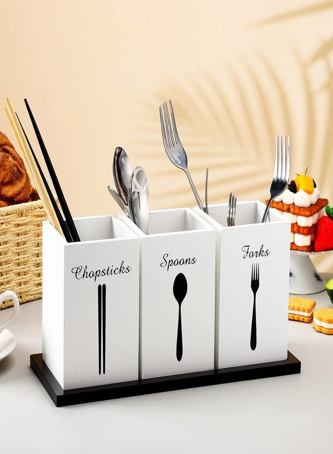 HOMANLY 4 Pcs Caddy with Acrylic Tray Organizer Cutlery Holder Counter top Utensil Caddy Flatware Organizers for Chopsticks Spoon and Fork Holder for Restaurant and Kitchen Storage - Image 2