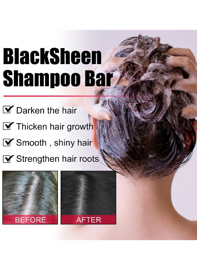 EELHOE - BlackSheen Shampoo Bar, Cover Gray Hair Bar Soap, Natural Hair Darkening Shampoo Bar For Coverage Gray Hair Soap, Gray White Hair Reverse Bar, Fast Natural Black Hair Shampoo Bar Soap - Image 1