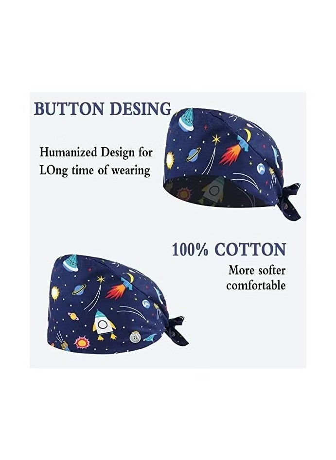 Generic - 3pcs Work Cap Surgical Cap Nursing Cap, Adjustable Working Hat with Sweatband & Buttons for Men & Women - Image 1