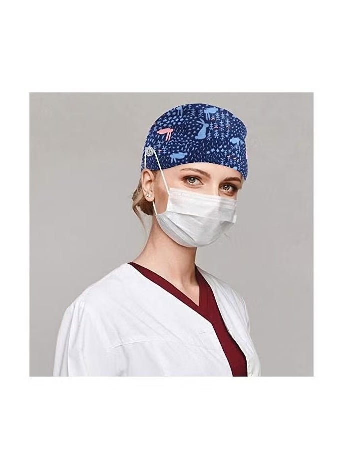 Generic - 3pcs Work Cap Surgical Cap Nursing Cap, Adjustable Working Hat with Sweatband & Buttons for Men & Women - Image 1