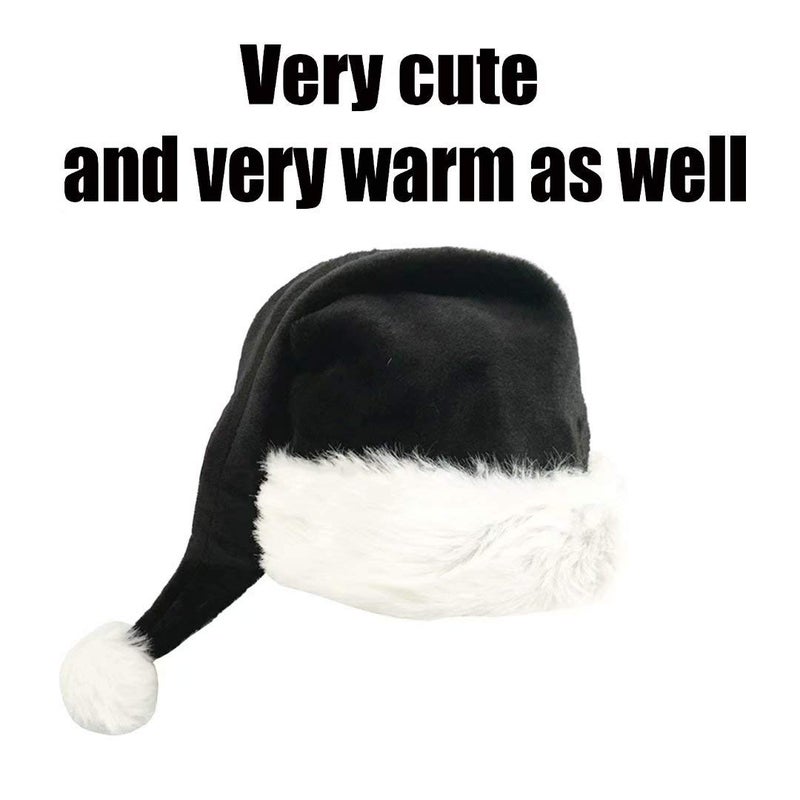 OLLULL Black and White Deluxe Adults Santa Hat for Black Christmas Theme - Image 4