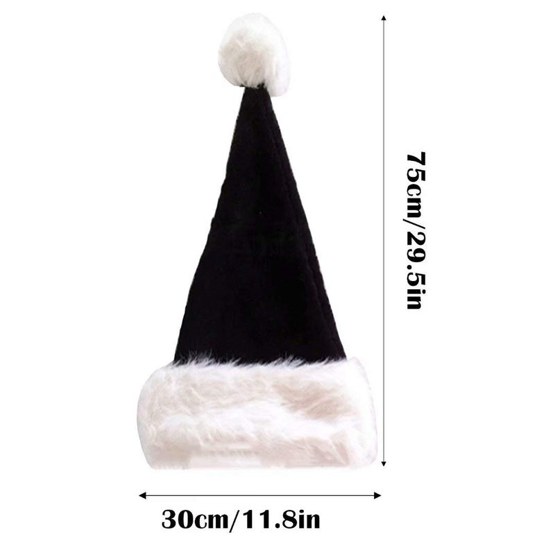 OLLULL Black and White Deluxe Adults Santa Hat for Black Christmas Theme - Image 3