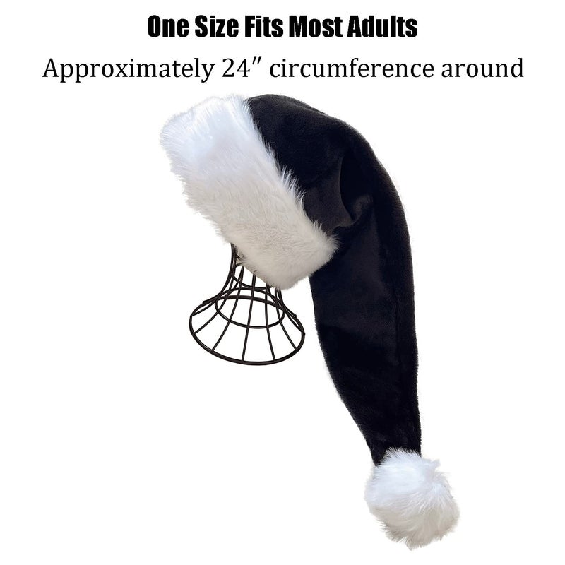 OLLULL Black and White Deluxe Adults Santa Hat for Black Christmas Theme - Image 5