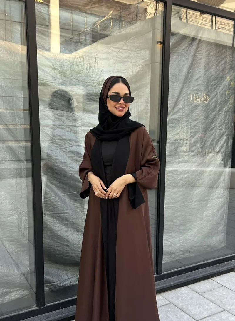 Lusin Abaya Black & Brown Double-Face Cloché Abaya