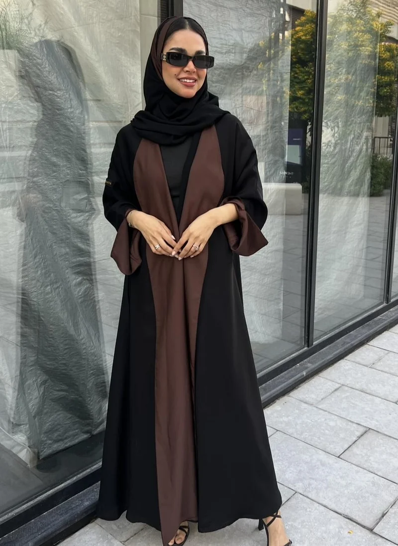 عبايات لوسين عباية دبل فيس كلوش أسود وبني