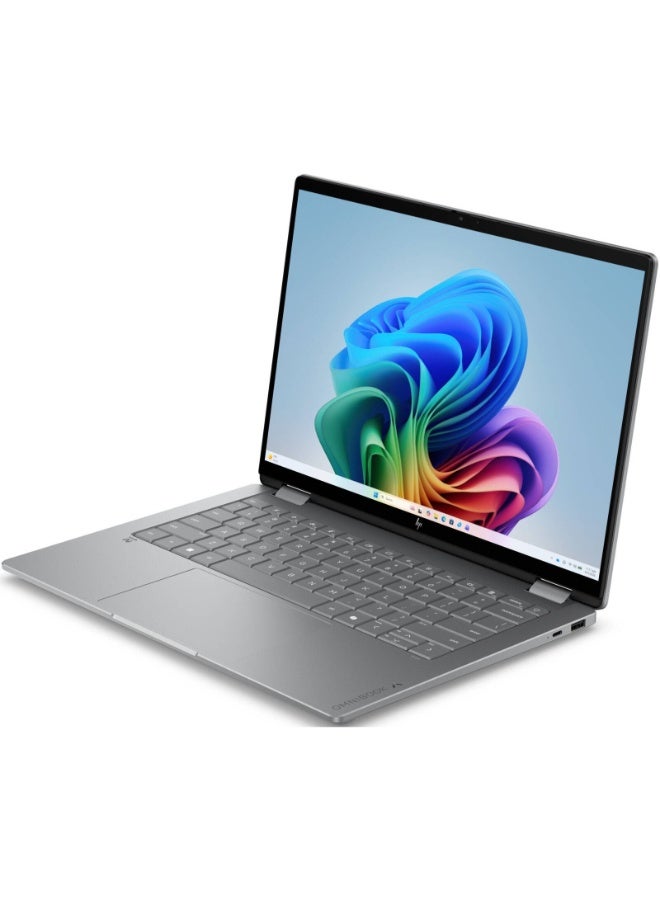 HP OmniBook X Flip 14-kb0023dx 2-in-1 Laptop, 14" 2K OLED Touchscreen, Intel Core Ultra 7 355, 16GB RAM, 2TB SSD, Intel Graphics, English-Arabic Backlit Keyboard, Windows 11 Home, Meteor Silver Meteor Silver - Image 5