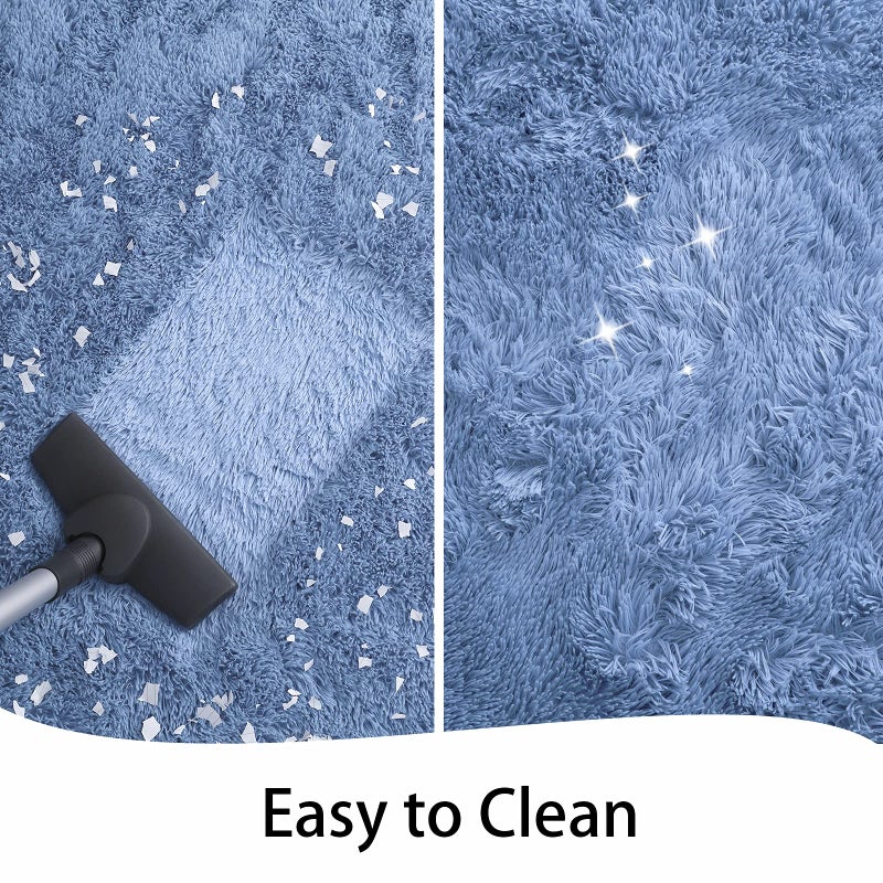 Keeko Fluffy Bedroom Rug  3x5 Washable Area Rug Shag Fuzzy Faux Fur Rug Modern Rugs for Bedroom Entryway Shaggy Non Shedding Indoor Bedside Rug Small Carpet for Kids Girls Room Home Decor Blue - Image 5