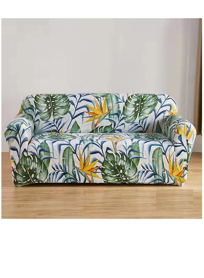 HAPPY MOOD Sofa Slipcover Armchair Couch Cover With Elastic Straps Furniture Protector Washable Anti Skid Stretch Home Deco (Y01 2SEATER) Pillows Not Included - Image 1