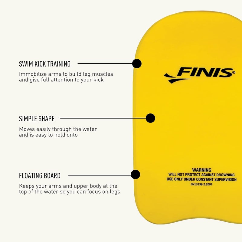 FINIS Foam Kickboard for Swim Training - Builds Leg Strength - Soft EVA Foam - Comfortable Grip - Yellow - Image 4