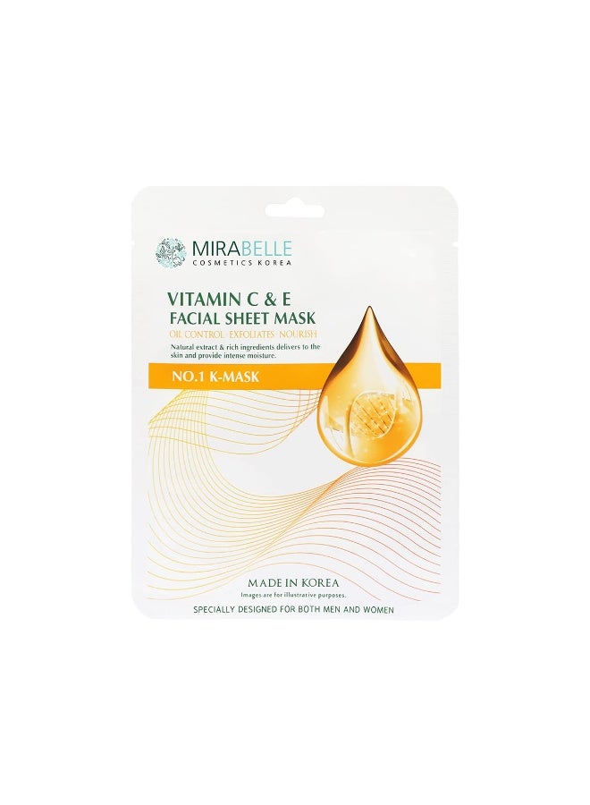 Mirabelle Vitamin C & E Korean Face Sheet Mask For Glowing Skin (Pack of 2) - Image 2
