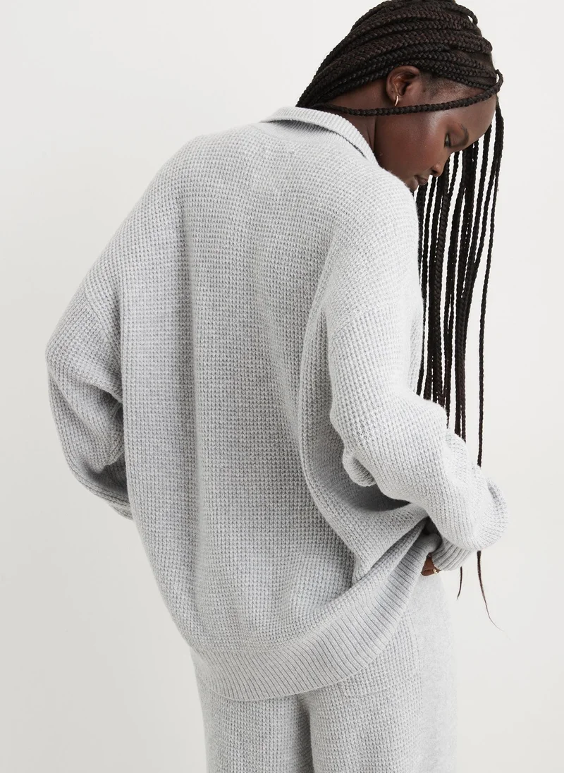 Aerie Cozyup Waffle Polo Sweater