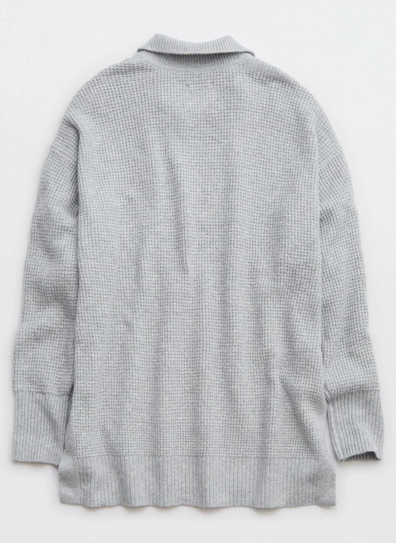 Aerie Cozyup Waffle Polo Sweater