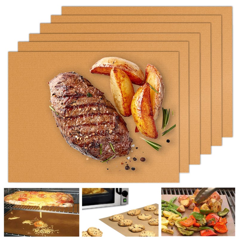 UBeesize Copper Grill Mats for Outdoor Grill â€“ 6 Pack Heavy-Duty, Non-Stick BBQ Grilling Mat & Baking Mats, Reusable, Easy-Clean for Gas, Charcoal, Electric Grills (15.75 x 13 Inch) - Image 1