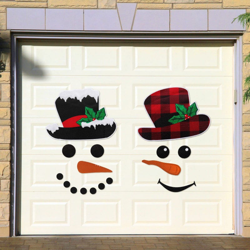 Flutesan Christmas Garage Door Decor Christmas Snowman Magnet Decor Snowman Face Garage Door Reflective Car Magnet Sticker Refrigerator