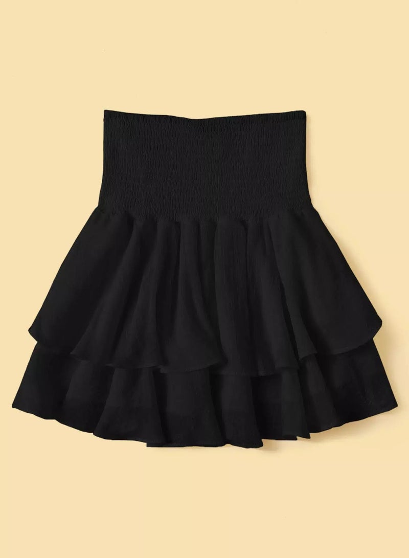 Smocked High-Rise Flounce Mini Skirt  - Image 2